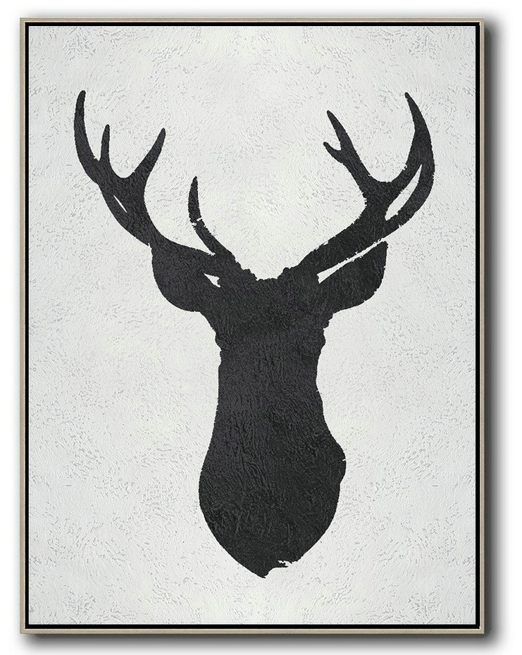Large Oil Canvas Art,Black And White Minimal Painting On Canvas - Original Art